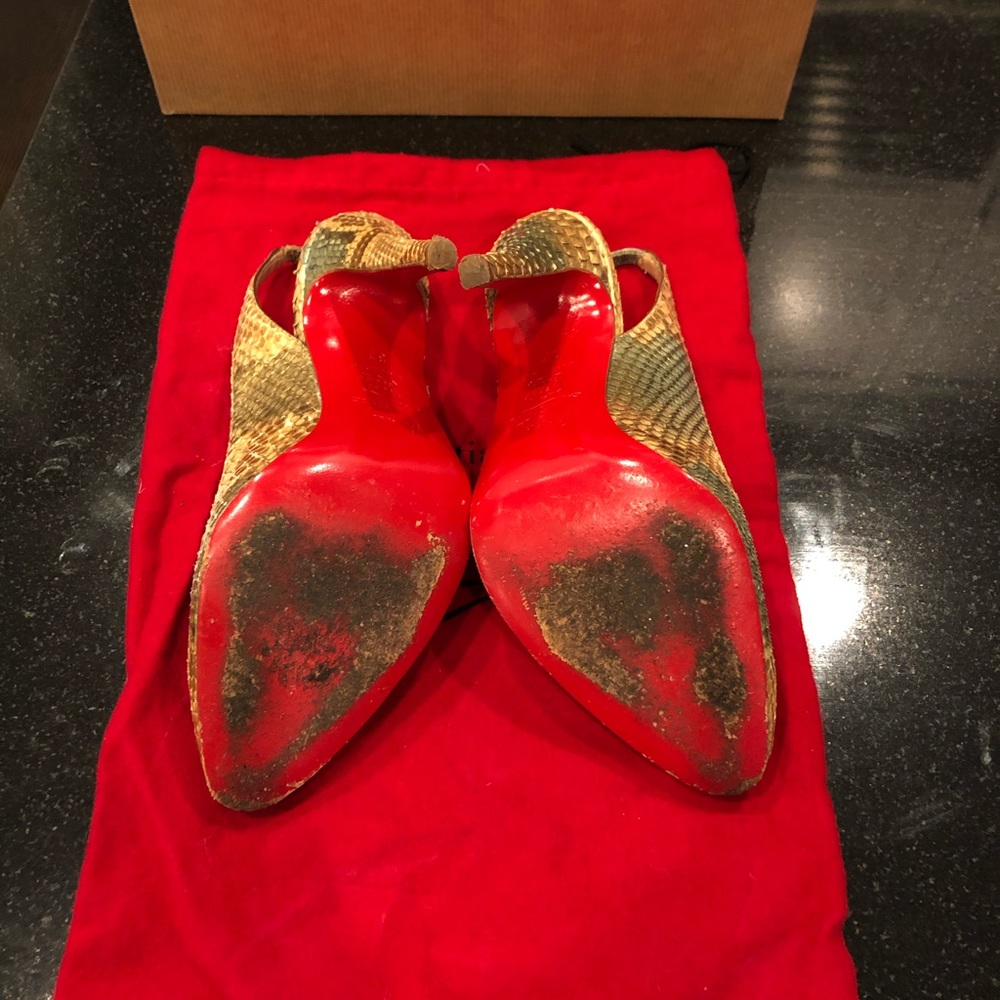 Christian Louboutin Python Slingback Pump, Size 37 - image 3